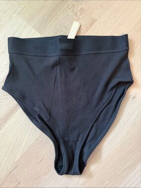 SKIMS Black High Waist Ribbed Brief Panty